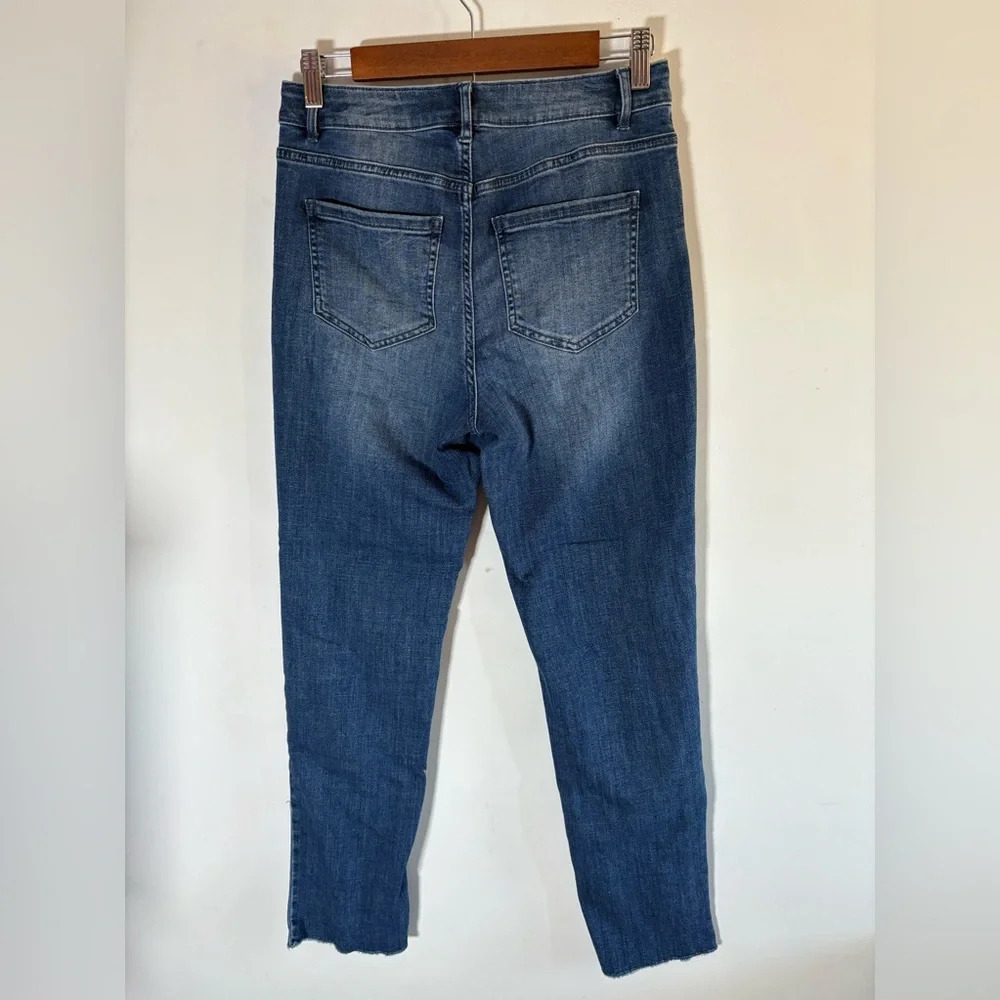 J. Jill High-Rise‎ Fringed-Hem Straight-Leg Jeans Size 4 EUC 0238 - Picture 4 of 10